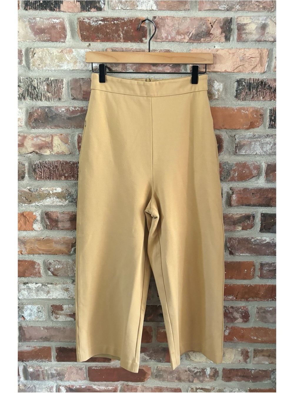 Tibi Tan Yellow High Rise Crop Pants, 4